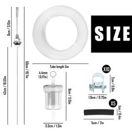Fuel Standpipe Set, Tank Extractor Standpipe with 1 Oil Filter + 5 Connecting Pipes + 10 Hose Clamp + 5 m Petrol Hose, for Eberspacher Webasto Heating Systems