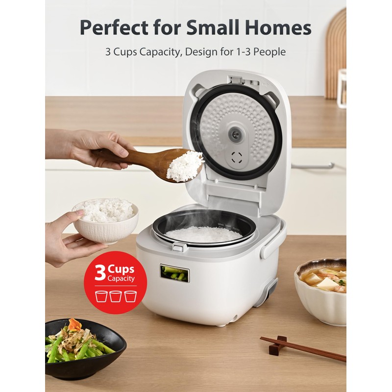 Toshiba Mini Rice Cooker, 3 Cups Uncooked Small Rice Cooker,