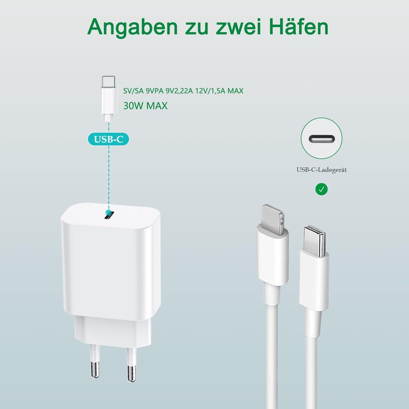 30W PD 3.0 Schnellladegerät, USB C Ladegerät Netzteil Kompatibel mit