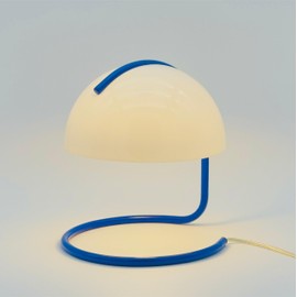 Lotus Atelier Blue Bauhaus Light | Retro Mushroom Table Lamp for Room Aesthetic Modern Lighting for Bedroom | Mid Century Modern | Living Room Decor & Bedroom Decor (10.5" H x 9.5" W) (Blue)