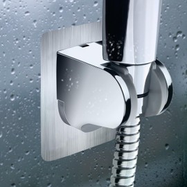 HO2ME 2 Pack No Drilling On Wall Mounted Shower Bracket for Handheld Shower Head, Strong Self Adhesive and Waterproof Shower Head Holder Adjustable to Meet Any Space Bathroom, Chrome