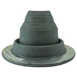 #2 (1-3/4" to 3-1/4") Round Gray EPDM Flexible Pipe Flashing Dektite Boot: - Metal Roof Jack Pipe Boot - Metal Roofing Pipe Flashing - Deks Dektite (DF102G) - 3 Pack