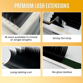 Easy Fan Lash Extensions by STACY LASH | C Curl Eye Lashes | Easy Fanning Lashes 3D 4D 5D 6D 7D 10D | Volume Set | 16-Rows Lash Tray | Eyelash Extension Supplies for Lash Tech |C-0.07-MIX 12-15