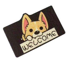 Longgouk Welcome Mat, Durable Indoor Door Mat, Stylish Cartoon Design, Non-slip, Soft and Elastic, Door Mats Are Suitable for Outdoor Doors, Entrances, Indoors (Yellow puppy)