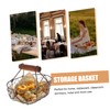 OHPHCALL Wrought Iron Storage Basket Multifunctional Egg Fruit Holder for