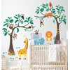 DECOWALL Jungle Trees and Animals Wall Sticker Decor Kindergarten Nursery