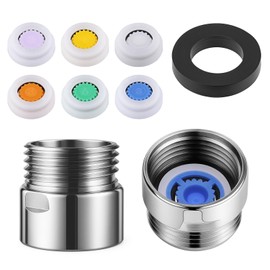 7 PCS Shower Head Flow Restrictor, Gpm 1.1/1.5/1.8/2.0/2.2/2.6 Shower Flow Reducer Limiter Set Showers Pressure Reducer with 2 PCS Washers and 1/2 Inch Restrictor Valves for Hotel Bathroom Toilet