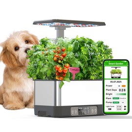 Hydroponics Growing System Indoor Garden, Smart Indoor Herb Garden with Grow Light, in Door Gardening System 8 Pods, APP & WiFi Control, Auto Timer, Quiet Pump, Stainless, Gift for Women Mom, Gray