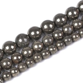 Pyrite 10mm Gemstone Round Loose Strand Beads for DIY Necklace Bracelet Jewelry Making 15 Inch