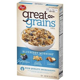 Post Great Grains Blueberry Morning Cereal, 13.5 Oz. Box (2 Pack)