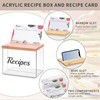 XKDOUS Acrylic Recipe Box, Recipe Cards and Box Set with