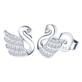 MicVivien Cubic Zirconia Swan Stud Earrings S925 Sterling Silver Earrings for Women Girls