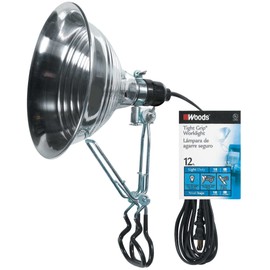 Woods 2839 18/2 Gauge SPT-2 Tight Grip 150-Watt Clamp Lamp with 8.5-Inch Reflector, 12-Foot