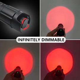 ZYUNMALL Stepless Dimming Red Light Flashlight: 620nm-630nm High Purity, Adjustable Brightness and Focus for Night Observation, Astronomy, and Aviation
