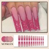 VOTACOS Pink Press on Nails Long Coffin Fake Nails with