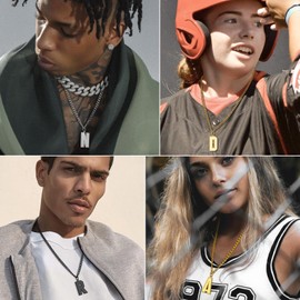 GoldChic Jewerly Gold R Initial Necklace, Hip Hop Men's Letter Necklaces for Football Player