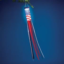 HOLIDAY PEAK Lighted Patriotic Windsock, Crafted with Durable Polyester and Plastic Blend, Outdoor Décor - Measures 5" Long x 5" Wide x 60" High