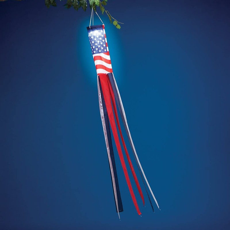 HOLIDAY PEAK Lighted Patriotic Windsock, Crafted with Durable Polyester and