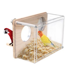 Parakeet Nesting Box for Cage, High-Transparent PET Parakeet Nest, Versatile Bird Houses for Canary, Lovebird and Parrot, Bird Boxes for Nesting with Wood Perch, Bird Cage Accessories
