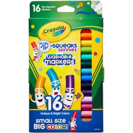 Crayola Pip-Squeaks Skinnies Washable Markers, Assorted Colors 16 ea (Pack of 2), 32 Count, Multicolor 32 Count