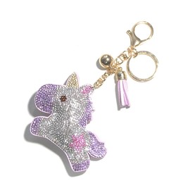 [Rigural] Keychain Unicorn Bag Charm Key Ring Sparkly, purple