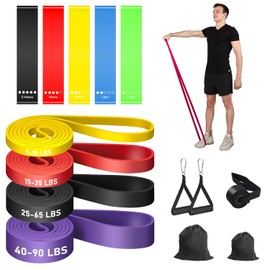UIEYAKFR 16PCS Bandas de Resistencia, Ligas de Resistencia para Ejercicio,y Correas de Yoga Elásticas,con 2 Asas, Anclaje para Puerta, Gancho y Bolsa,para Ejercicio, Fitness, Entrenamiento, etc