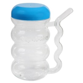 Arrow Plastic SET OF 2 Plastic Sip-A-MUG with Built-In straw, 14 Oz/414 mL CLEAR WIT COLOR TOP