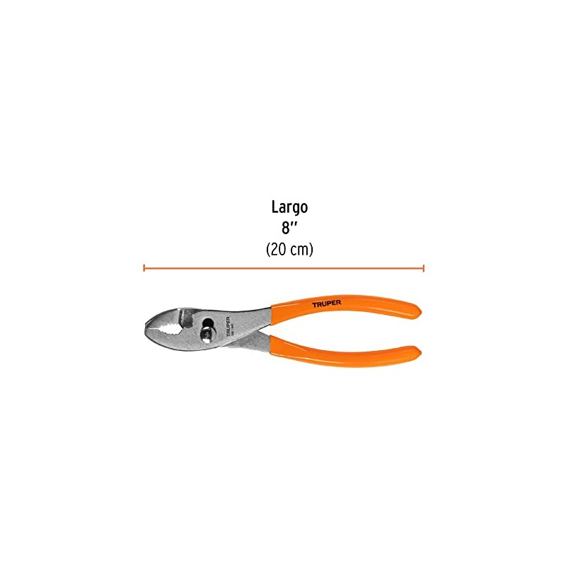 Truper PCH-8, Pinza de chofer, mango de vinil, 8", negro