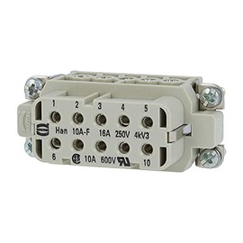 09200102812 Harting Han 10A Female Insert (F) Screw Connection 10-Pin + PE