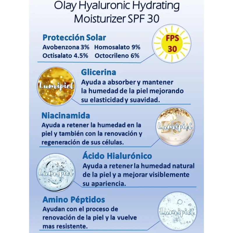 Olay Hyaluronic Hidratante Fps 30 + Mini Hidratante Retinol Todo