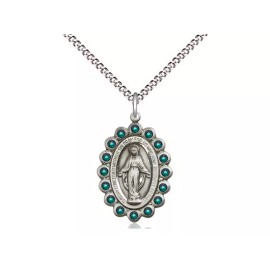 Bliss Sterling Silver Miraculous Medal Catholic Pendant Necklace 18" Chain GiftBox