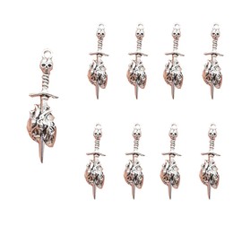 20 Pcs Tibetan Devil Heart Sword Through Heart Charms,Punk Skull Sword Necklace Bulk Gothic Skull Skeleton Charms for Making Necklace, Keychain, Bracelets, Earrings (silver)