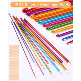 23 Piece Tunisian Crochet Hook Set, Includes 2-10 mm Wooden Crochet Hooks and Aluminium Crochet Hooks, Aluminium Tunisian Crochet Hook Set for Beginners, for Blankets, Scarves and Other Crochet