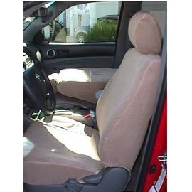 Durafit Seat Covers, Made to fit 2005-2008 Toyota Tacoma SR5 Exact Seat Covers Front Basic Bucket Seats Without Side Impact Airbags in Seats. in Taupe Velour