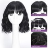 iAelev Black Wig With Bangs Bob Synthetic Curly Wigs Natural