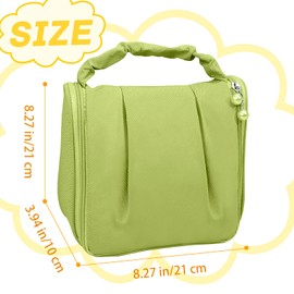 JIANGLAI Hanging Travel Toiletry Wash Bag, Large Makeup Bag with Handle for Women, Portable Zipper Pouch Travel Storage Cosmetic Bag Organiser Waterproof (Grey)