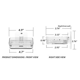 COLINCH Toro Wall-Mounted Soap Holder with Drain Tray, Clear PET, Adhesive Mount, for Bathrooms, Kitchens, RVs, or Other Humid Spaces