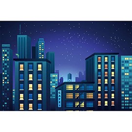 Haoyiyi 7x5ft Modern Cityscape Super Hero City Themed Backdrop Humor Abstract Superhero Background Photography Artistic Portrait Activity Decoration Banner Photo Booth Prop Video Drape