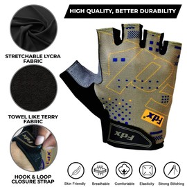 FDX All Day Half Finger Cycling Gloves - Gel Padded, Anti-Slip, MTB Gloves Breathable Fingerless Mitts for Cycling (All Day-Green, M)