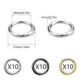 milaosk 30 PCS Spring O Rings,Round Carabiner Keyring Spring Snap Loaded Clips Small Zinc Alloy Spring Key Ring DIY Crafts,for Keychains Handbags(Gold Silver Gun)