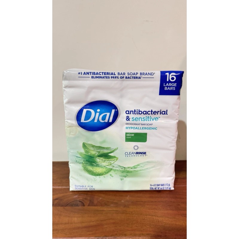 Dial Bar Soap Antibacterial & Sensitive Aloe 16 Bars