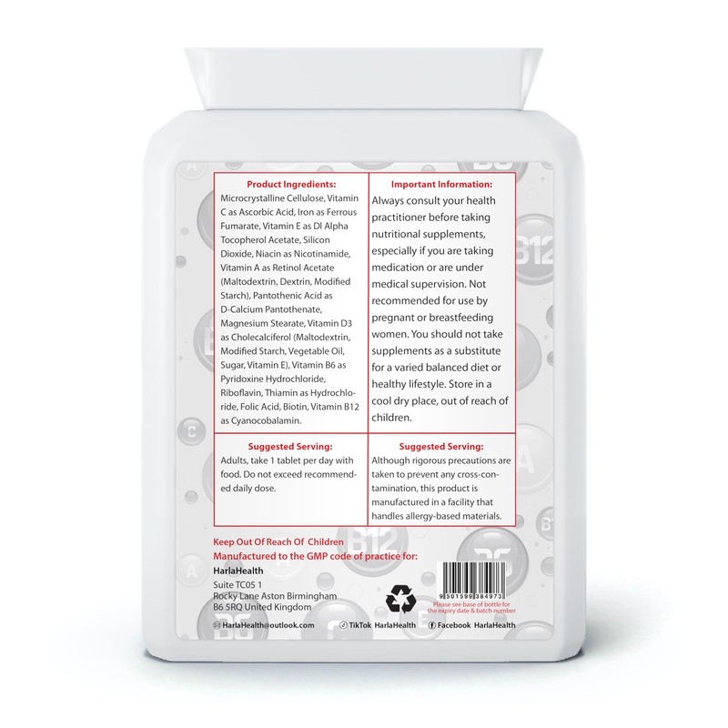 Multi-Vitamins Plus Iron - 180 Tablets - 6 Month Supply