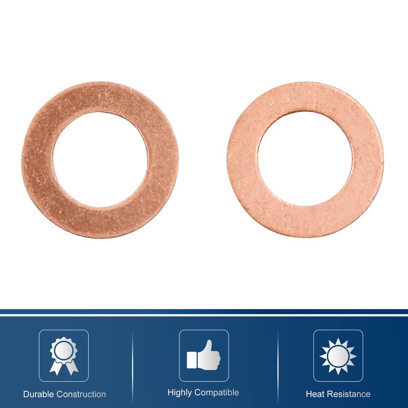 sourcing map 12 mm Inner Diameter Copper Crimp Discs Flat