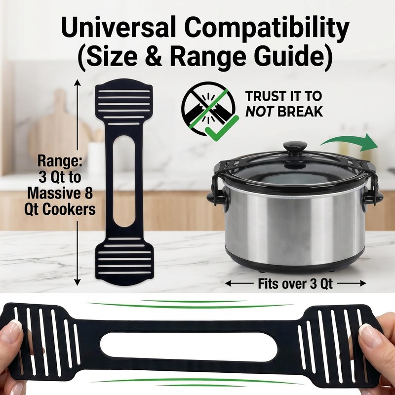 Rxuiael Adjustable Silicone Lid Lock Strap for Slow Cookers and