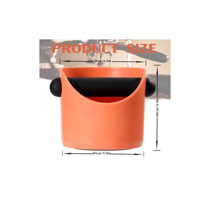 POPOYU Coffee Knock Box,Mini Espresso Knock Box,Orange Coffee Grounds Container