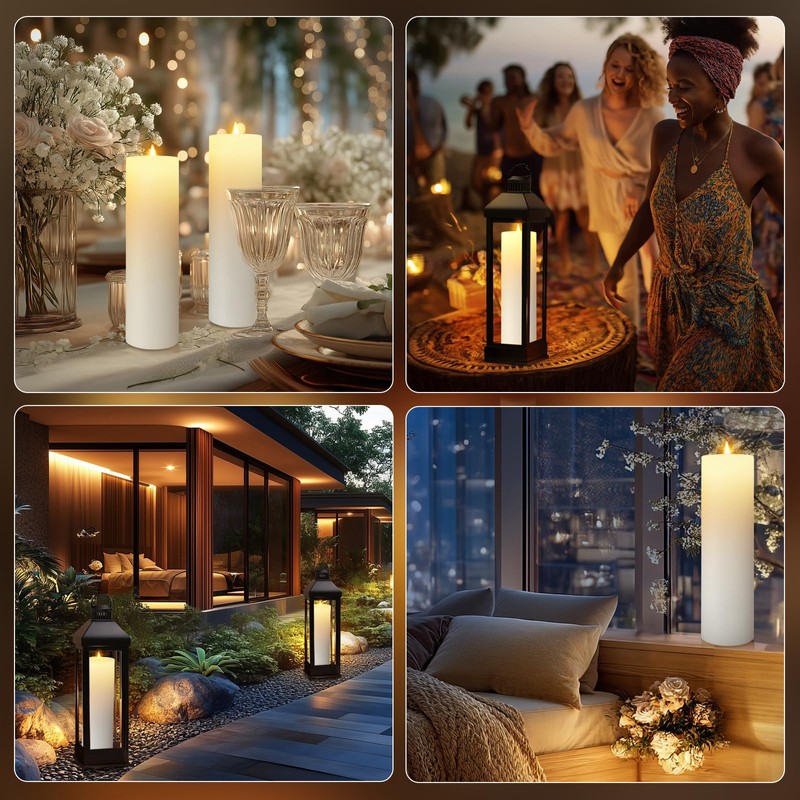 14" x 4" Large Outdoor Candles, Waterproof Flickering LED Flameless