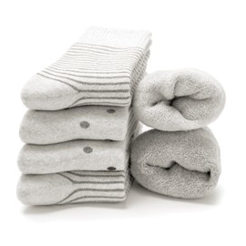 Occulto 6 Pairs of Warm Women's Socks, Thermal Socks Made of Cotton, Thick Winter Socks, Grey dots, 39-42