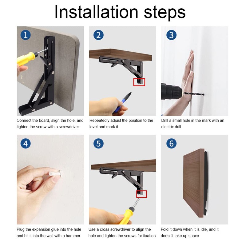 Oudtinx 2PCS Folding Shelf Brackets,Heavy Duty Triangle Shelf Bracket for