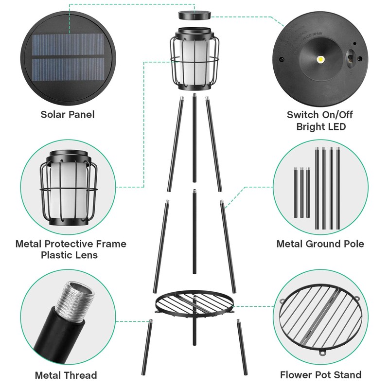 MXwcy 2 Pack Solar Lights Outdoor with Plant Stands -