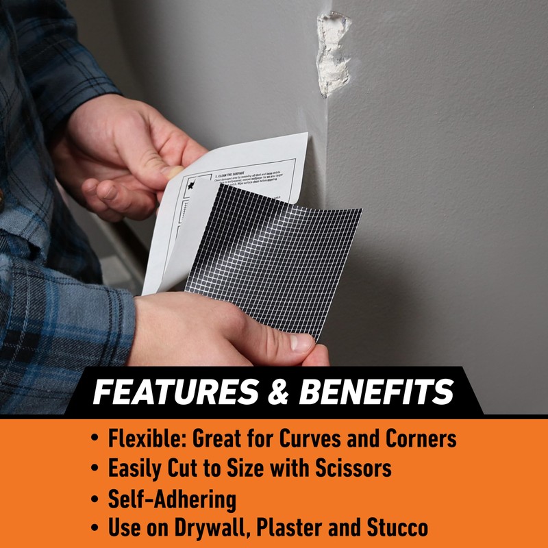 Gorilla Flexible Wall Repair Patch, 4”x 4”, (Pack of 1)